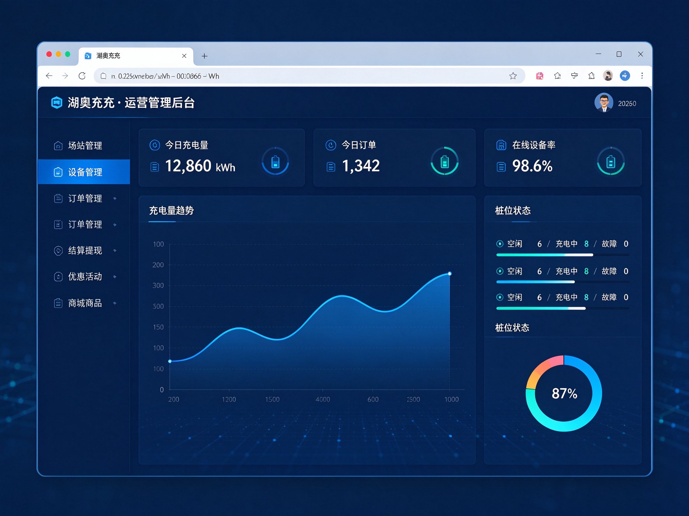 湖奥充充运营管理后台界面